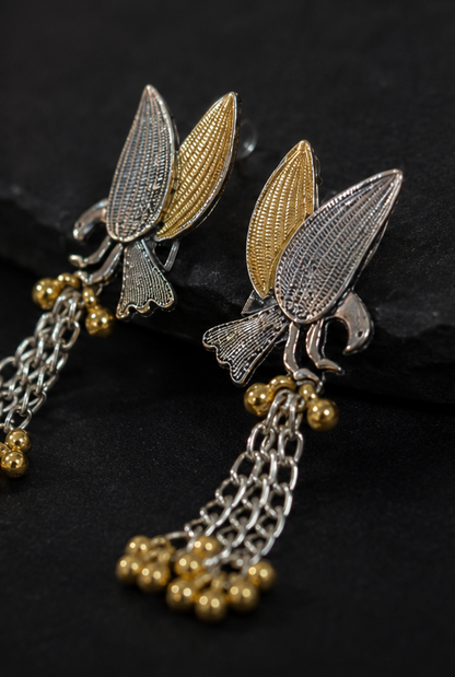 Oxidised bird Jhumka Earrings