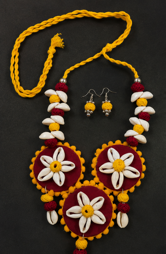 Handcrafted Thread Necklace & Earrings Set