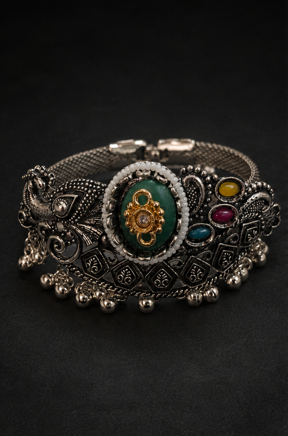 Multicolor Peacock Oxidised Kada