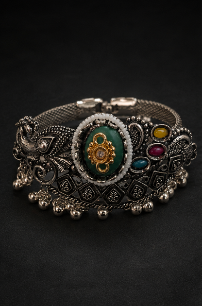 Multicolor Peacock Oxidised Kada