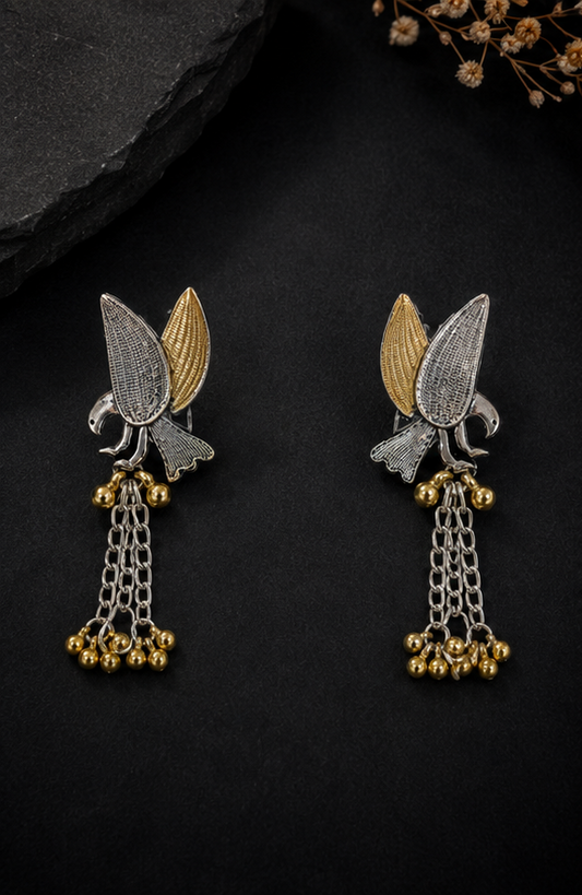Oxidised bird Jhumka Earrings