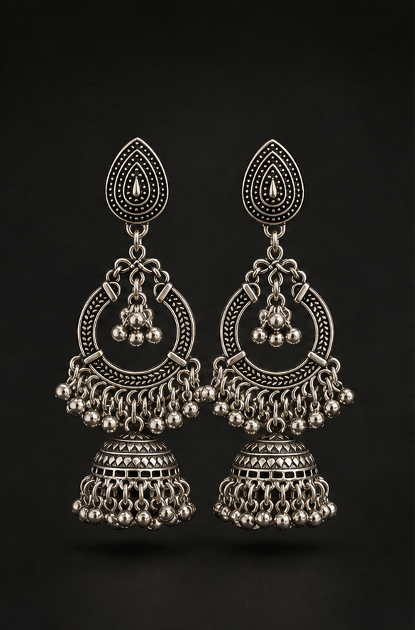 Traditional Oxidised Jhumka Earrings