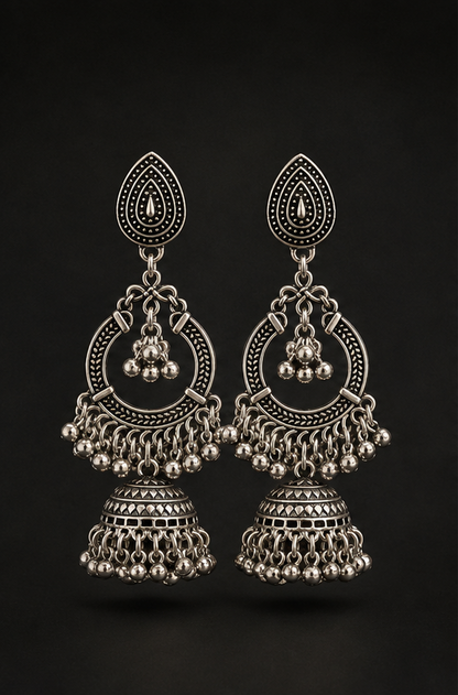 Traditional Oxidised Jhumka Earrings