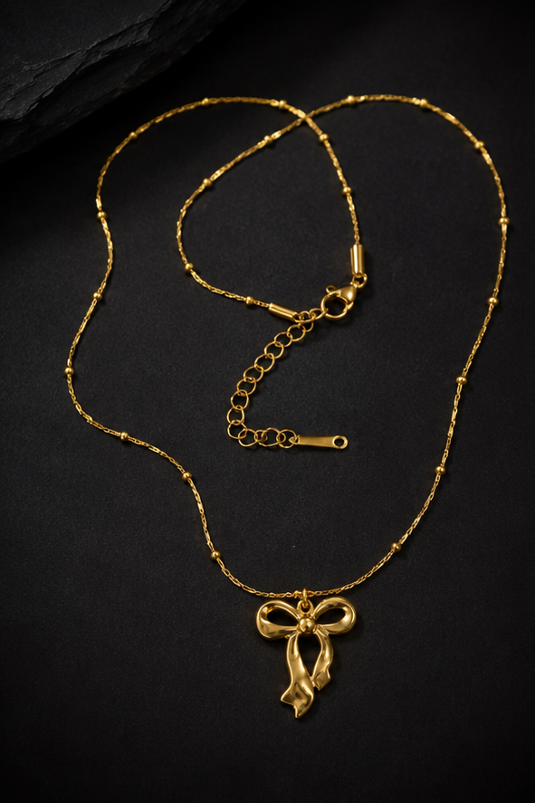 Elegant Bow Pendant Anti-Tarnish Necklace
