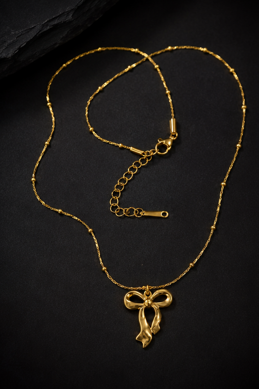 Elegant Bow Pendant Anti-Tarnish Necklace