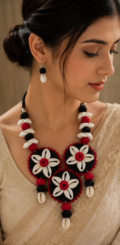 Handcrafted Thread Necklace & Earrings Set