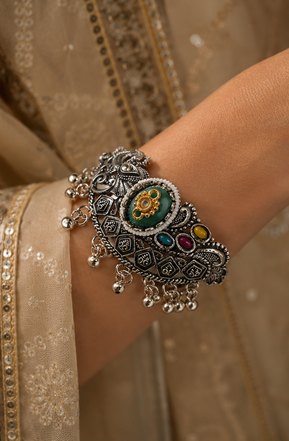 Multicolor Peacock Oxidised Kada