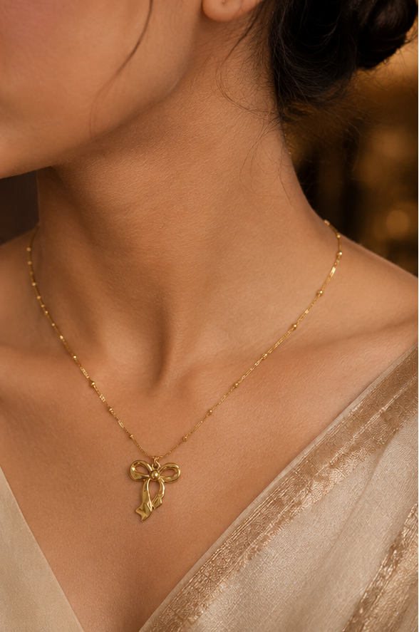 Elegant Bow Pendant Anti-Tarnish Necklace
