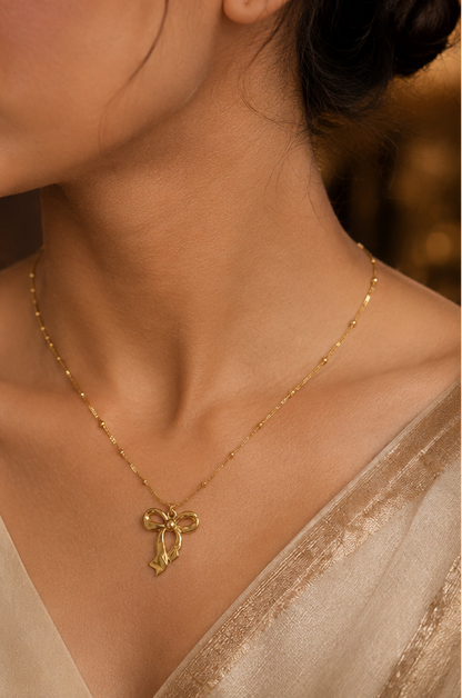 Elegant Bow Pendant Anti-Tarnish Necklace