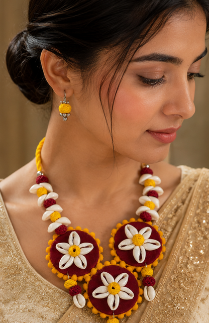 Handcrafted Thread Necklace & Earrings Set