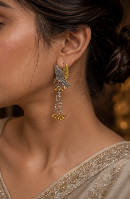 Oxidised bird Jhumka Earrings