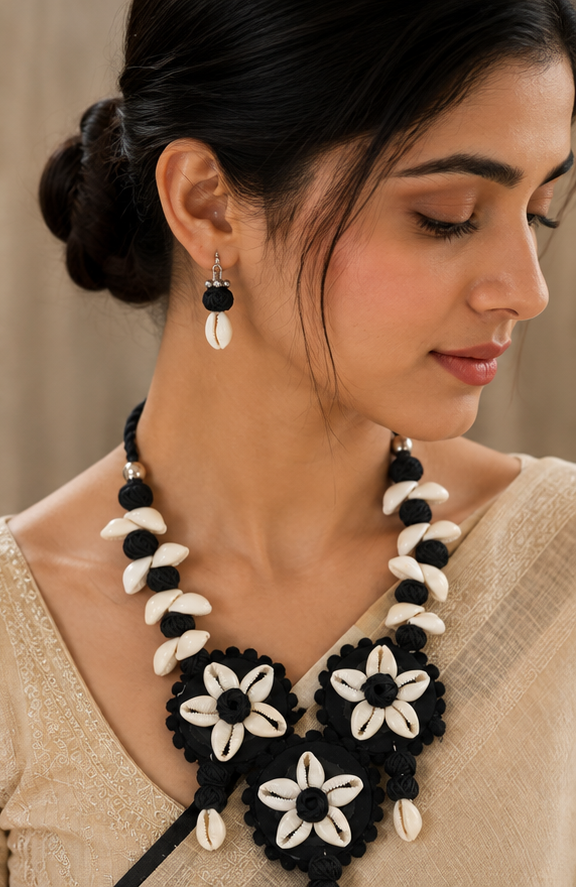Handcrafted Thread Necklace & Earrings Set