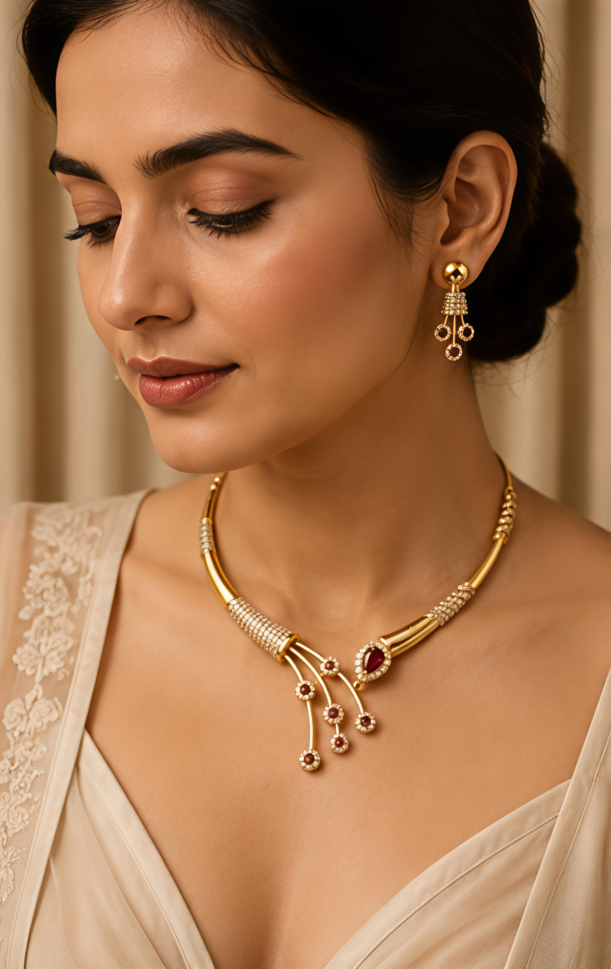Ruby Drop Necklace Set