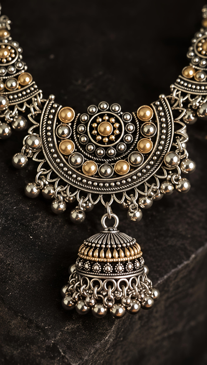 Oxidised Hasli Choker Necklace Set