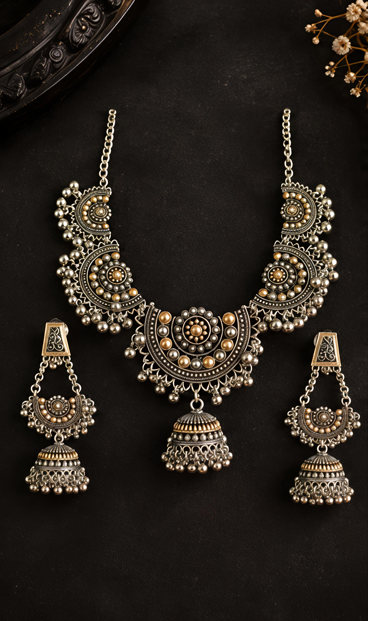 Oxidised Hasli Choker Necklace Set