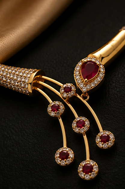 Ruby Drop Necklace Set
