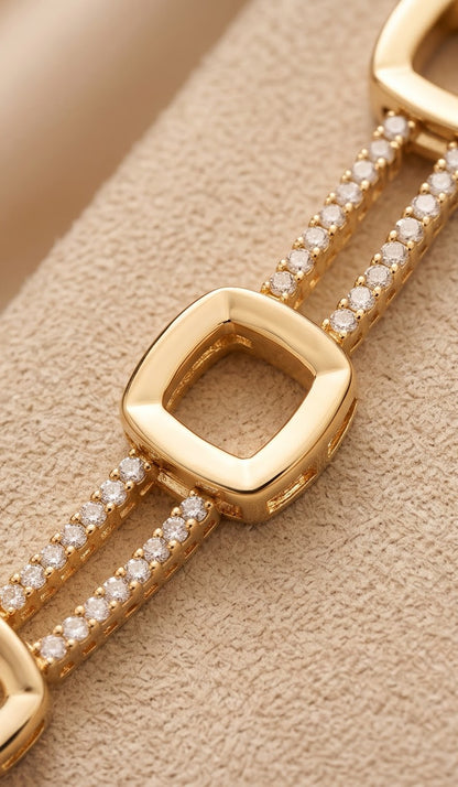 AD Diamond Geometric Necklace & Earrings Set