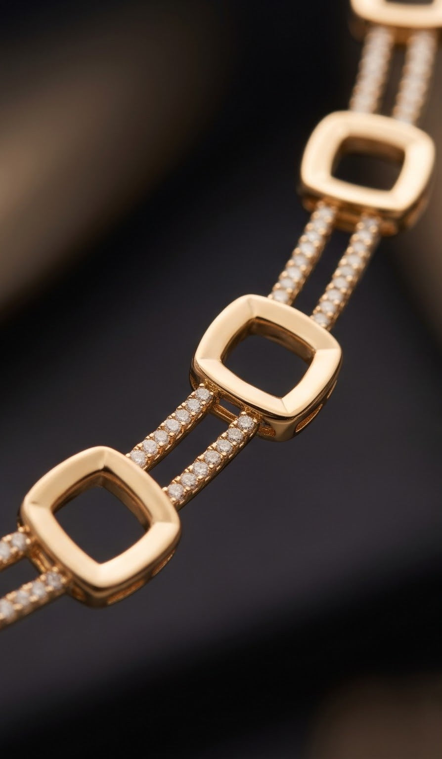 AD Diamond Geometric Necklace & Earrings Set