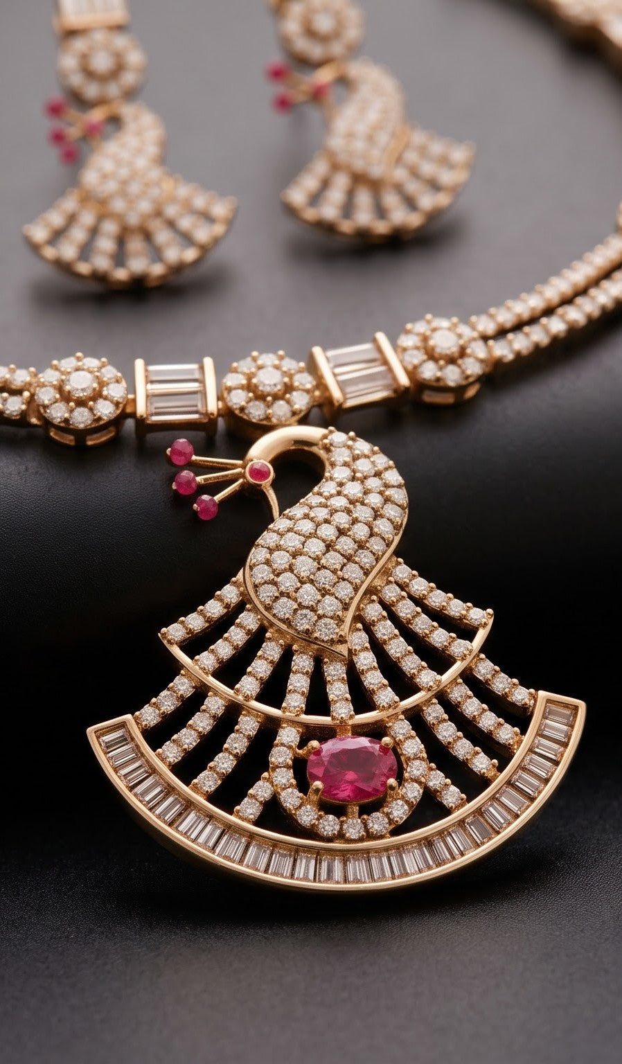 AD Diamond Peacock Necklace Set